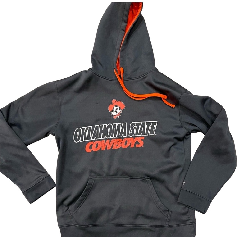 RUSSELL Athletic Oklahoma State Cowboys Hoodie Grey Orange Size Small